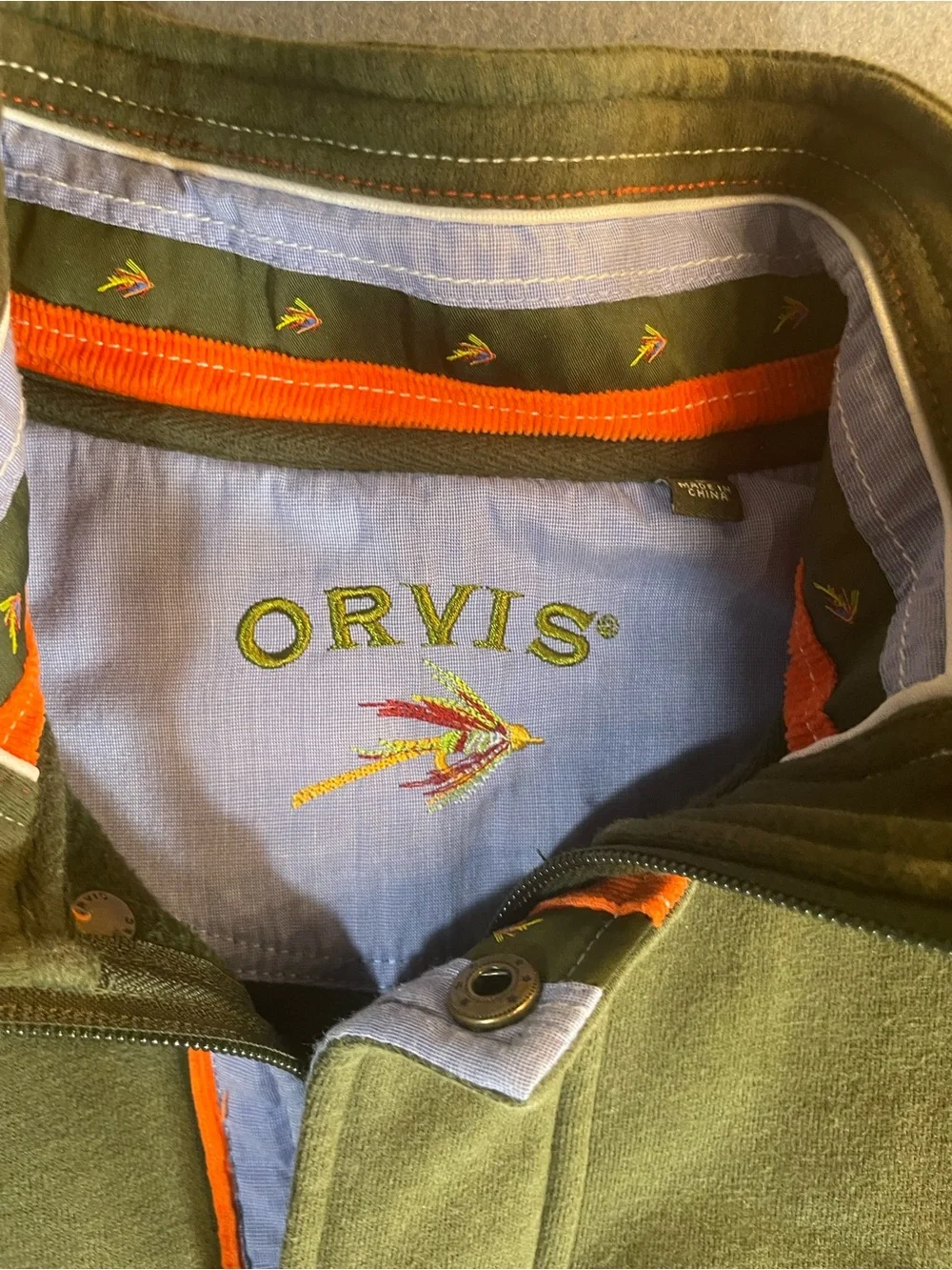 Orvis Men's Olive Green Half-Zip Pullover Sweater